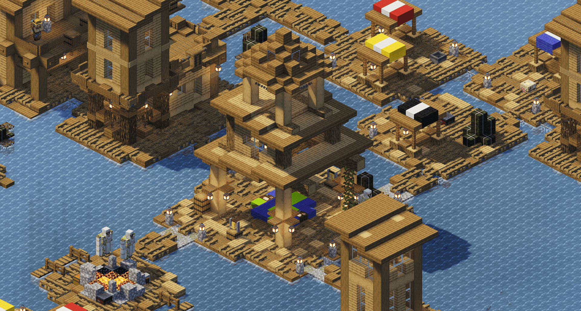 A floating wooden town built across the ocean